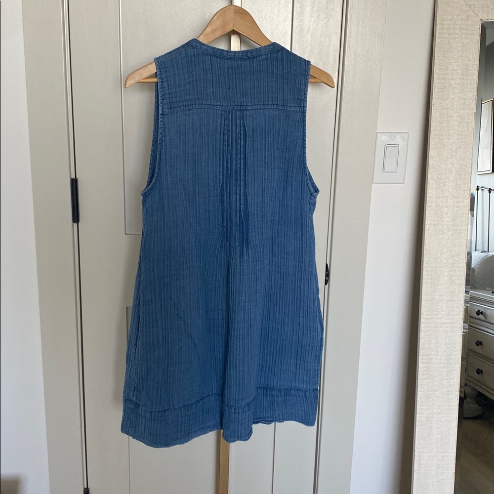 Faherty Blue Button-Down Tunic - Picture 3 of 3
